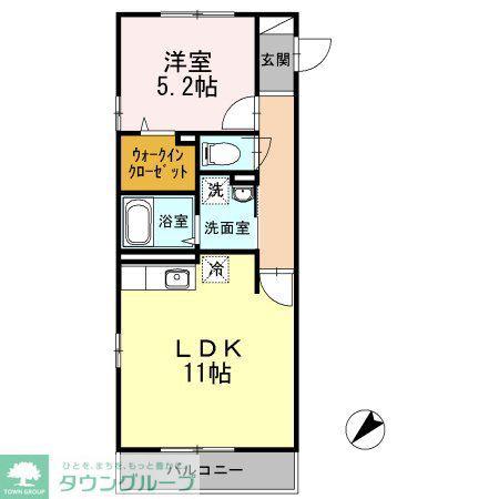 京急久里浜線 新大津駅 徒歩2分 3階建 築12年(1LDK/2階)の間取り写真