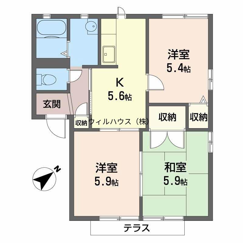 シエスタ(3K/1階)の間取り写真
