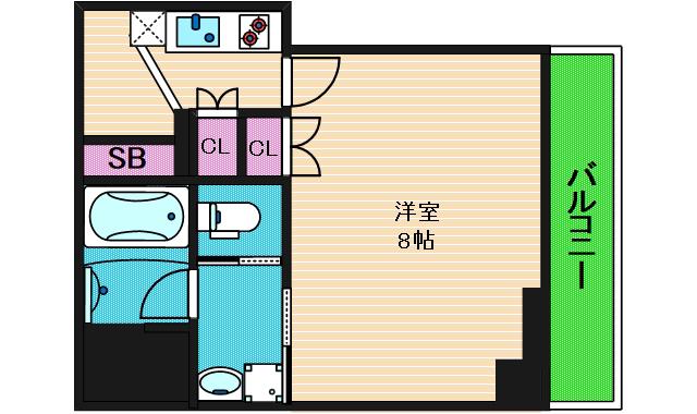 グランデカワノ上町台(1K/7階)の間取り写真