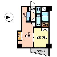 第3タジックビル(1LDK/12階)の間取り写真