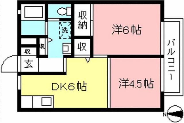 ヒルズ御台橋(2DK/1階)の間取り写真