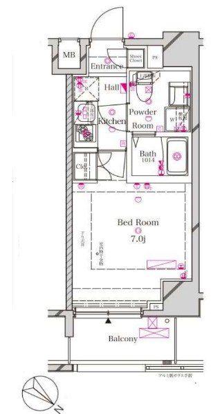 ラフィスタ伊勢佐木長者町駅前イースト(1K/7階)の間取り写真