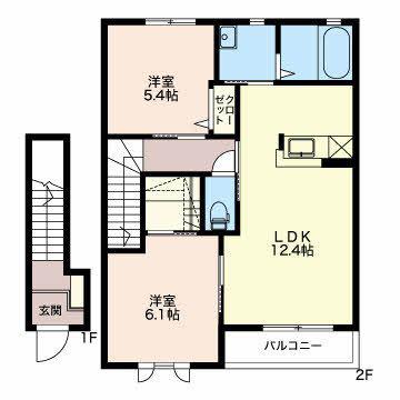 北陸鉄道浅野川線 磯部駅(石川) 徒歩43分 2階建 築20年(2LDK/2階)の間取り写真