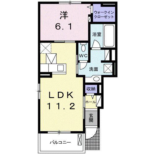 ミッテ 湯田 C(1LDK/1階)の間取り写真
