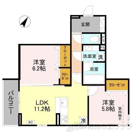 カーサ・プレッツァ豊里(2LDK/3階)の間取り写真