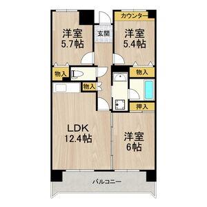 ボヌール御崎(3LDK/3階)の間取り写真