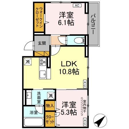 DーLOTUS(2LDK/2階)の間取り写真