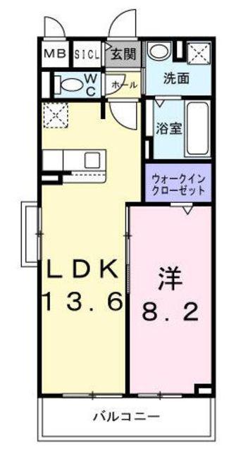 グレイス エス(1LDK/2階)の間取り写真