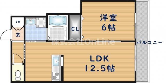 Y・M COURT NAGATA C(1LDK/1階)の間取り写真