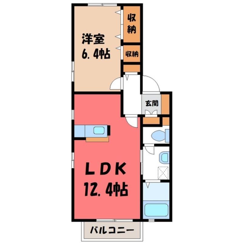 アステールC(1LDK/1階)の間取り写真