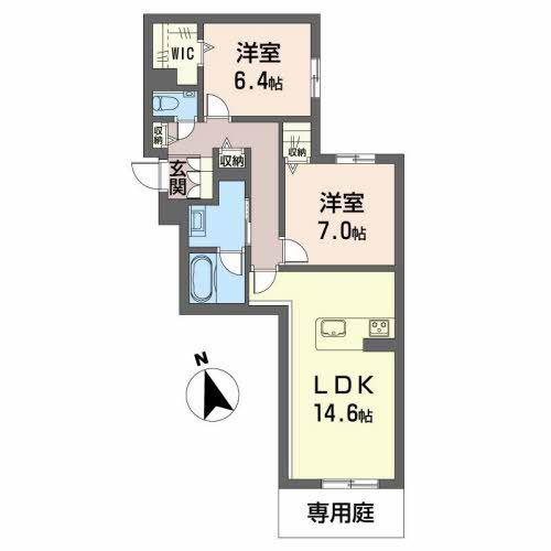 ロンドヴェルチュ川名(2LDK/1階)の間取り写真