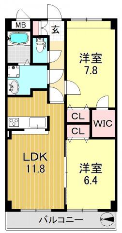 グレイスコート(2LDK/3階)の間取り写真