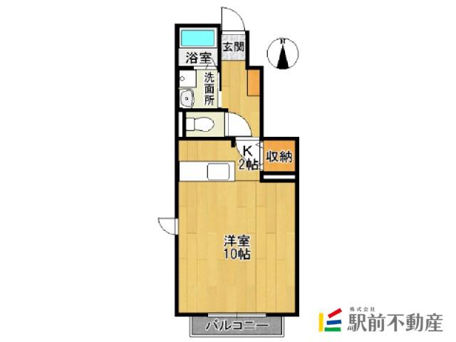 グランディール夢咲A(1K/1階)の間取り写真