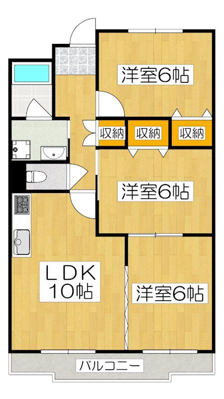 サニーパーク小坂(3LDK/3階)の間取り写真