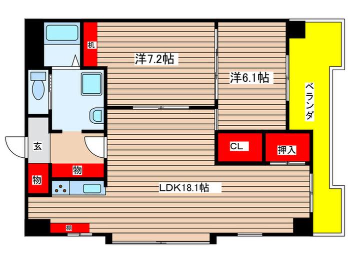 ハイツドエル(2LDK/2階)の間取り写真