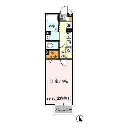 クレアーレ(1K/1階)の間取り写真