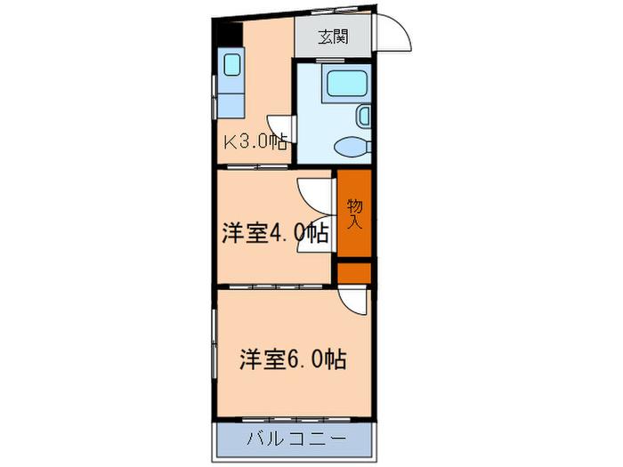 光ビル(2K/5階)の間取り写真