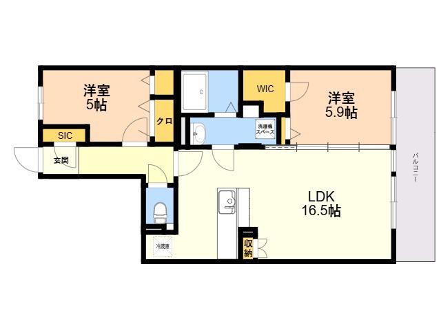 ハッピネス若葉台2(2LDK/3階)の間取り写真