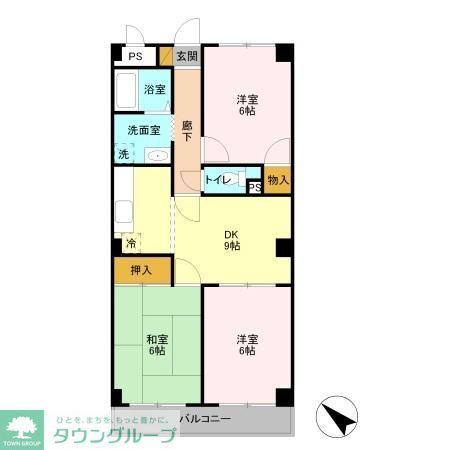 ファミール行徳(3DK/3階)の間取り写真