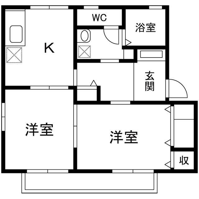 プランドール A棟(2DK/2階)の間取り写真