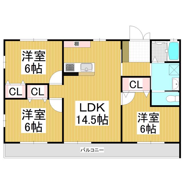 クレスト中御所(3LDK/1階)の間取り写真