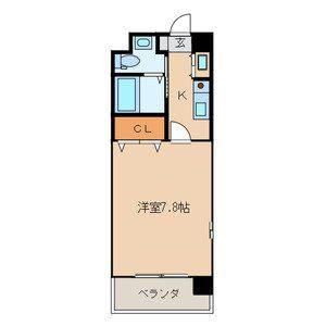 SANBOX大浦(1K/6階)の間取り写真