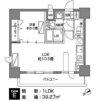 カスタリア三ノ輪(1LDK/13階)の間取り写真
