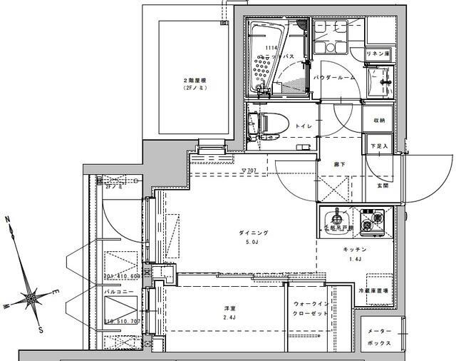 アジールコート大森西(1DK/7階)の間取り写真