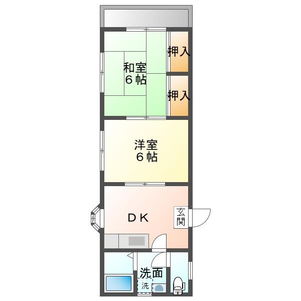 サンハイツ神農原(2DK/2階)の間取り写真