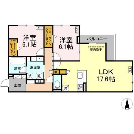シャンドフルール(2LDK/2階)の間取り写真