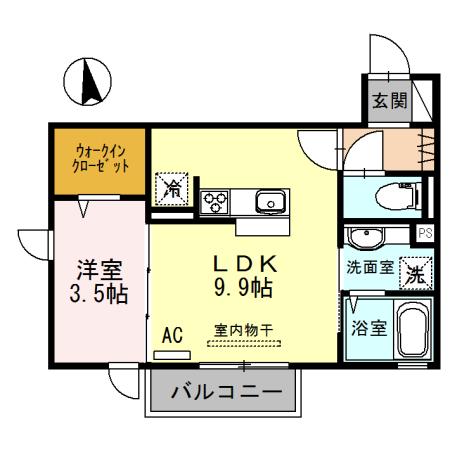 VILLA正門通(1LDK/2階)の間取り写真