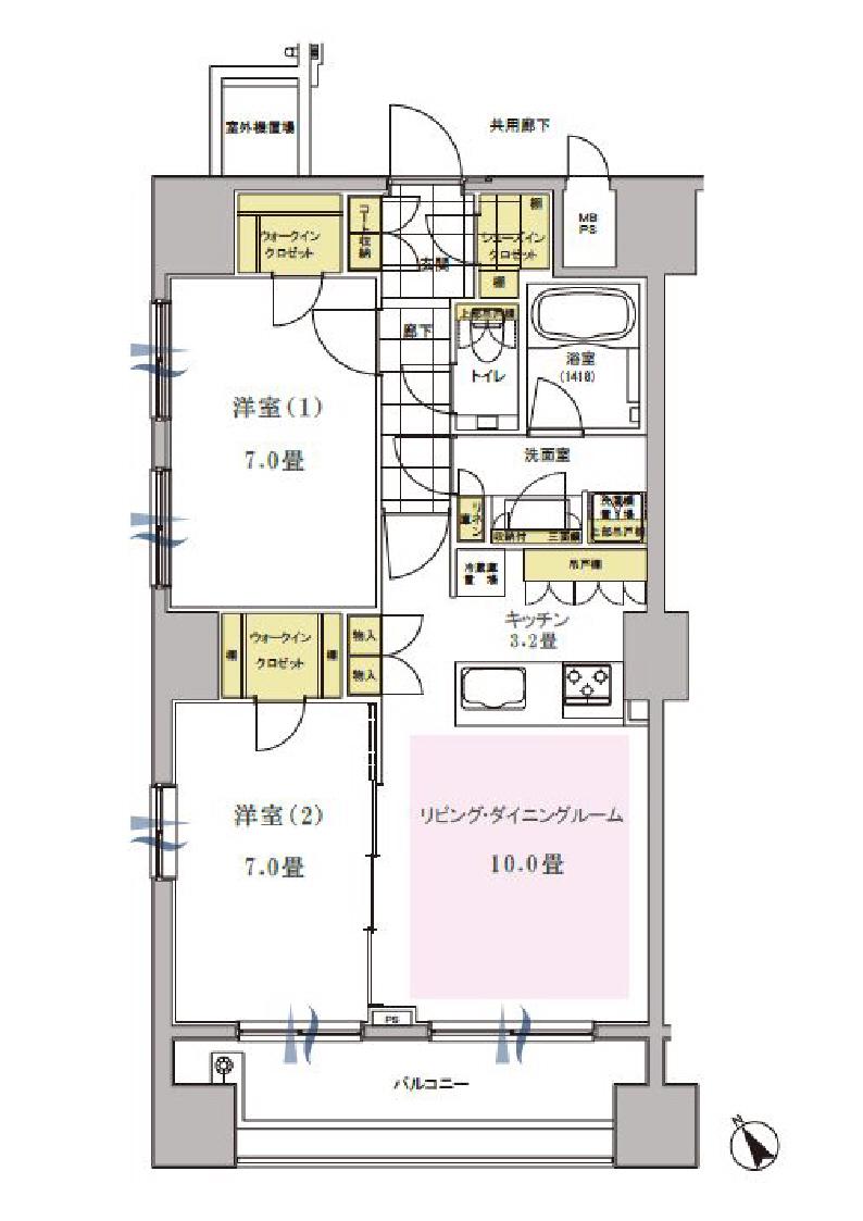 アピス西新宿三丁目(2LDK/15階)の間取り写真