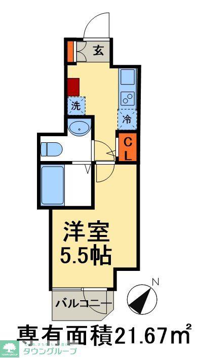 GENOVIA 西千葉(1K/2階)の間取り写真