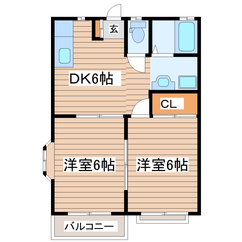 シンフォニーかすみ(2DK/1階)の間取り写真