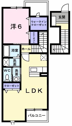 ユーイリーデ(1LDK/2階)の間取り写真