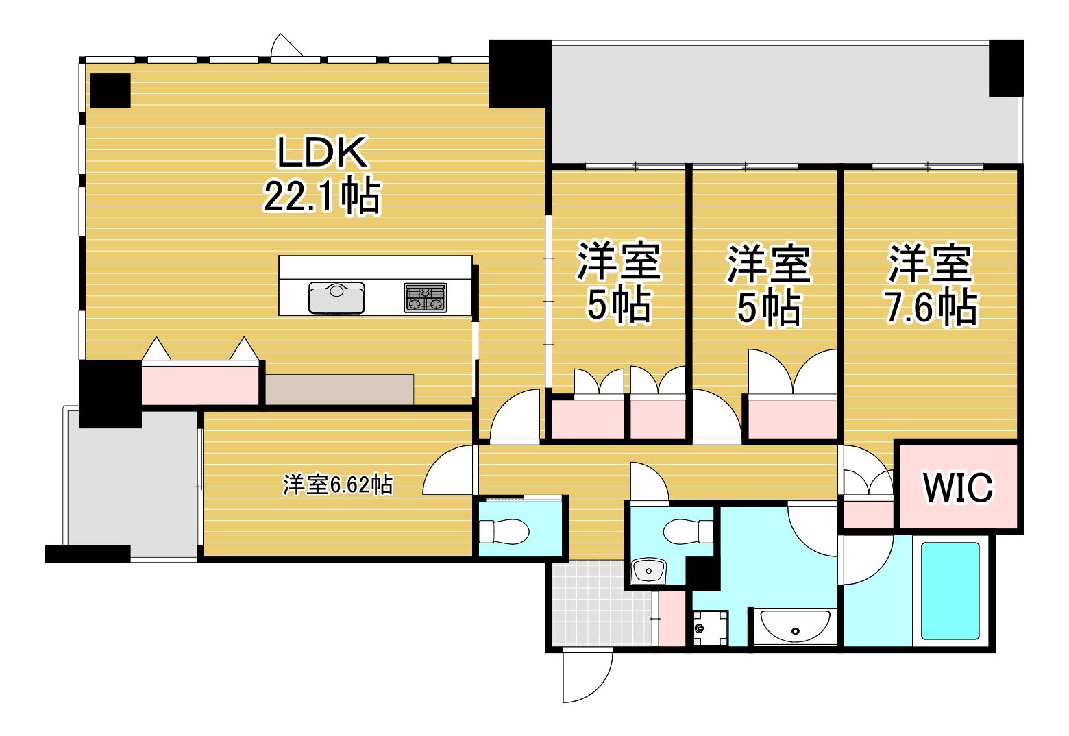 グランドメゾンガーデンシティ小倉(4LDK/22階)の間取り写真