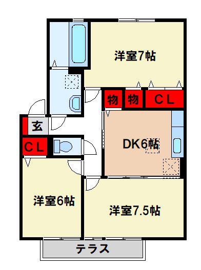 ボヌール和A(3DK/1階)の間取り写真