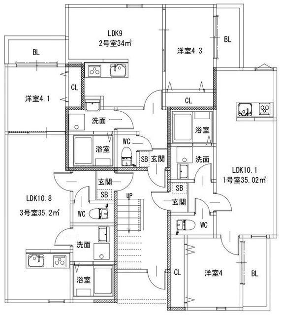 メゾンボア・周船寺(1LDK/2階)の間取り写真