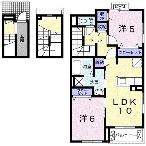 クレシア(2LDK/3階)の間取り写真