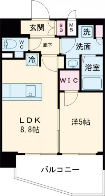 プレサンス THE神戸(1LDK/11階)の間取り写真
