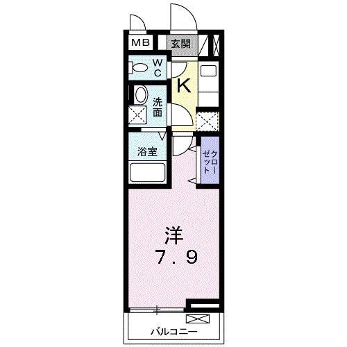 アザレアコート(1K/2階)の間取り写真