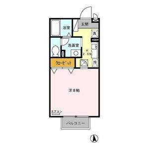 ヴィレッジ南四日市(1K/1階)の間取り写真
