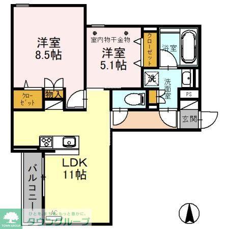 D-RESIDENCE所沢(2LDK/2階)の間取り写真