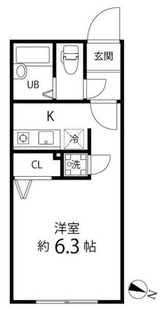 BRANCHE笹塚(ワンルーム/2階)の間取り写真