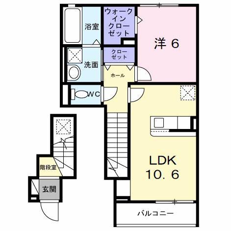 ラ・ポーズ葛原(1LDK/2階)の間取り写真