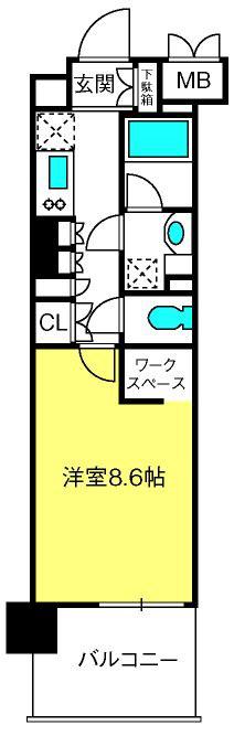 ソライエアイル越谷蒲生(1K/10階)の間取り写真