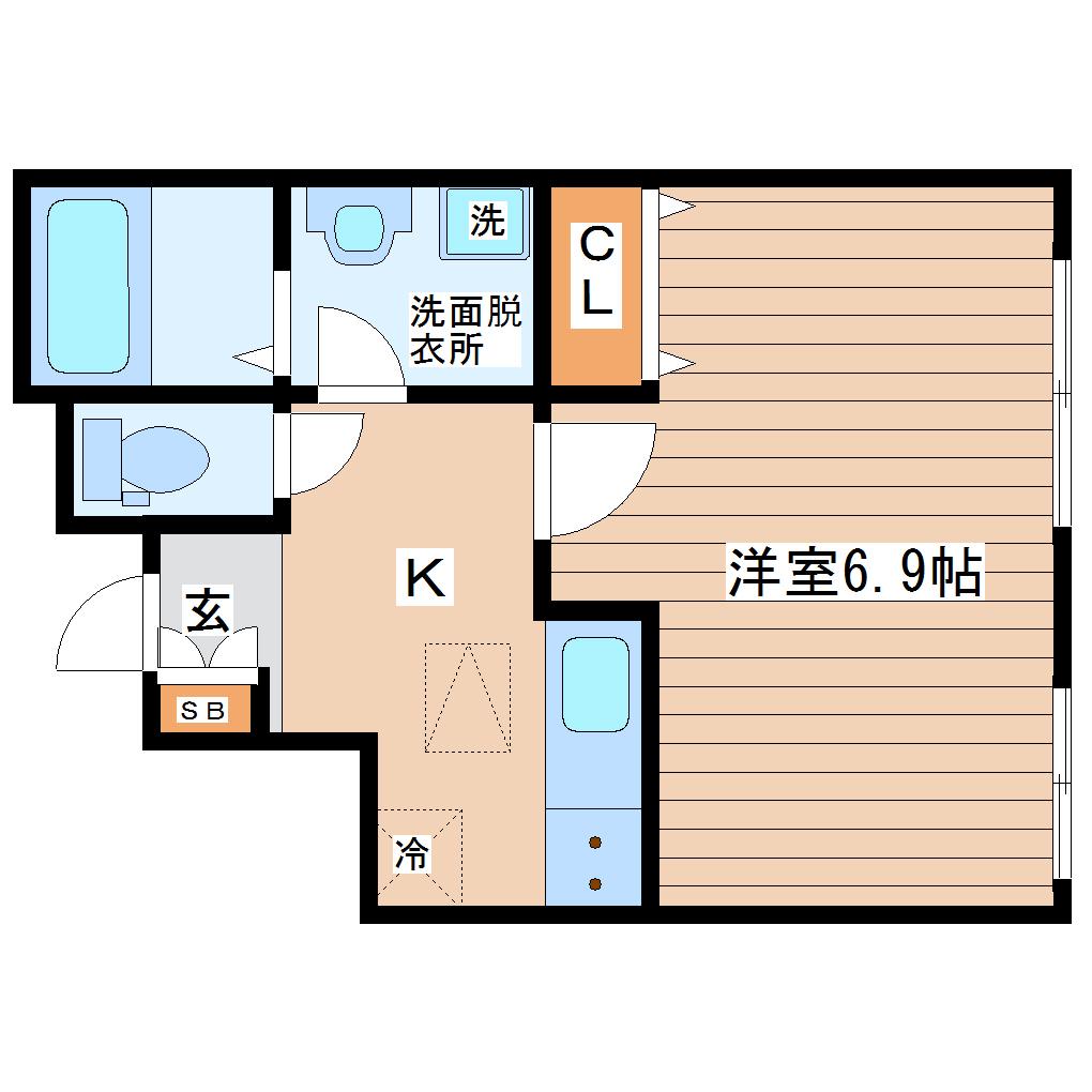 コンフォート根岸(1K/1階)の間取り写真