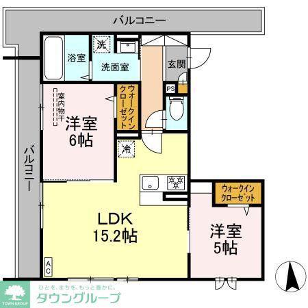 メゾン ド ネージュ東戸塚(2LDK/2階)の間取り写真