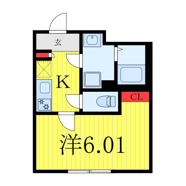 ルクシア北赤羽(1K/2階)の間取り写真
