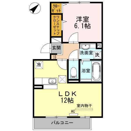 自由ヶ丘レジデンス(1LDK/1階)の間取り写真